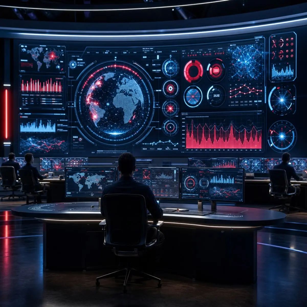 Integrated risk command dashboard displaying real-time risk metrics and scoring indicators.