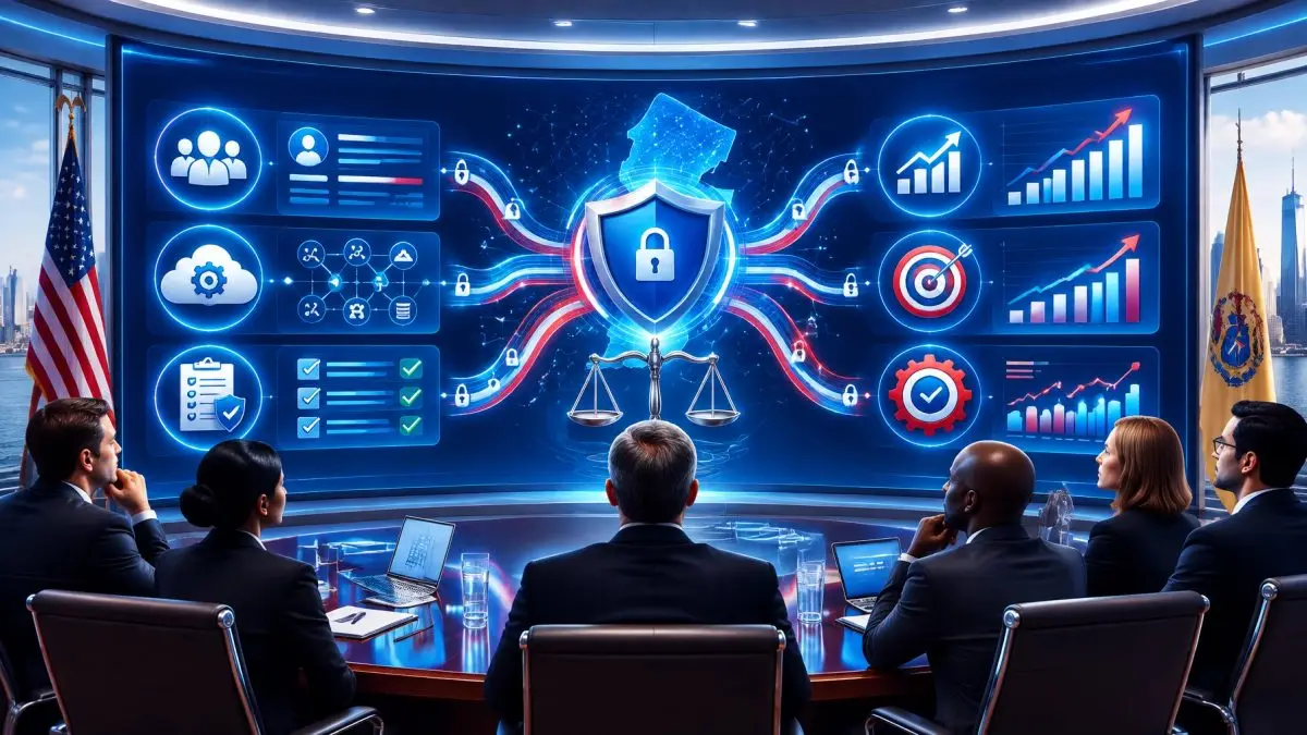 Executive risk review dashboard connecting CRM identity, integrations, compliance, and strategic business goals