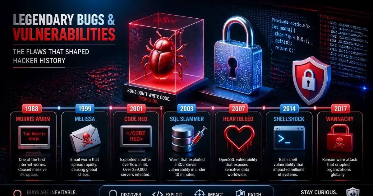 Legendary bugs and firmware vulnerabilities over decades of hacker history