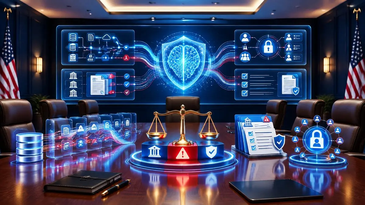 Executive leaders reviewing AI decisions, data lineage, vendor risk, and governance controls