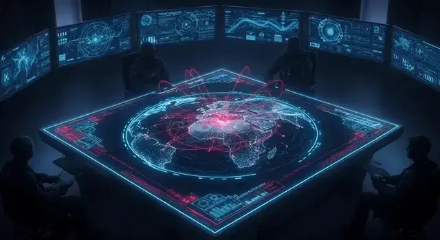 Cybersecurity analysts collaborating in a digital operations center to monitor threats and coordinate response